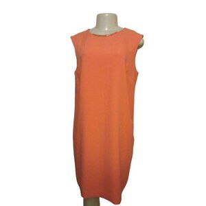 Alex Marie Orange Below the Knee Dress w Gold Bar on Neckline, SZ 10
